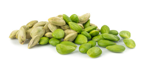 Parkia speciosa seeds, Sato seeds, bitter bean isolated on white background.Thai vegetable food