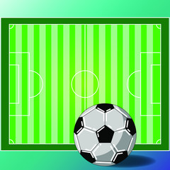 Soccer field and soccer ball , Football field and ball.