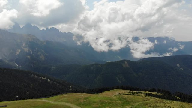 Drone view of the Italian Alps from Plose Mount, Brixen, Italy