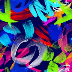 Poster Nahtloses Muster des bunten Spritzen-Aquarells. Pinselstriche Hintergrund. Farbiger Digitaldruck. - Abbildung. © ilhnklv