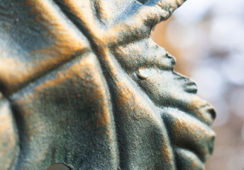 Metal grapes leaf. Forged ornament.