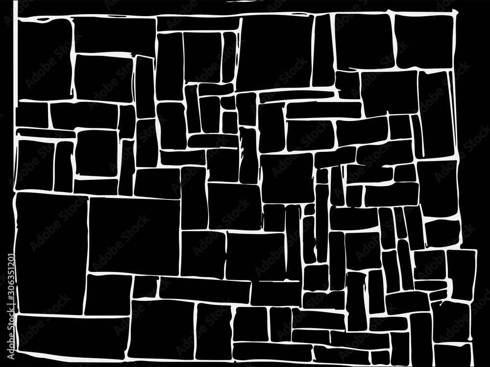 Poster abstract background consisting of geometric elements. black-white background from squares and rectan