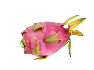 Ripe Dragon fruit,Pitaya or Pitahaya (Hylocercus undatus (Haw) Brit. & Rose)isolated on a white background, fruit healthy concept