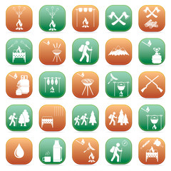 Set of travel and camping equipment icons