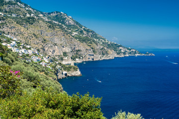 Fototapeta na wymiar Costiera Amalfitana, Italy, the coast at summer: Praiano