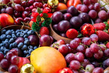 Naklejka na ściany i meble Christmas decoration with summer season fruits in Australia