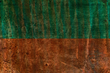 Cracked and old metallic texture. Silver colors in green, ocher and oranges