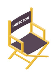 Movie director chair isometric vector illustration