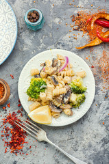 Broccoli pasta in plate