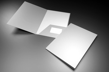 File folder mockup - front cover and opened - 3D rendering