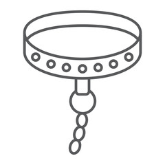 Bdsm collar thin line icon, sex toy and adult, sex collar sign, vector graphics, a linear pattern on a white background, eps 10.