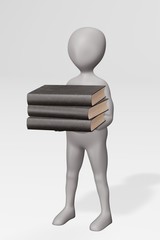 3D Render of Character with Books