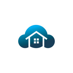 color cloud house logo design
