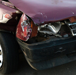 Damaged car after the accident