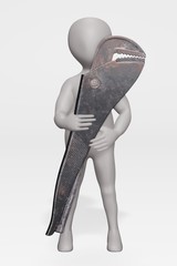 3D Render of Character with Wrench