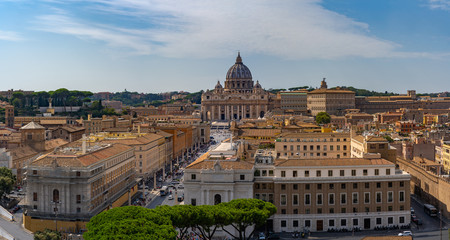 Obraz na płótnie Canvas Beautiful view on Vatican city from the Castle Sant'Angelo. Tourism in Italy. Travel photo of Rome and Vatican