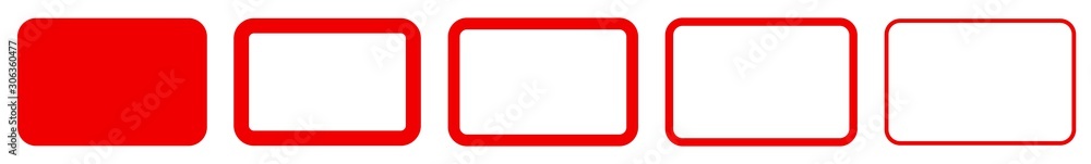 Poster rectangle icon red | rounded rectangles | blank box symbol | empty frame logo | button sign | isolat