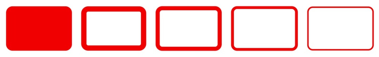 Rectangle Icon Red | Rounded Rectangles | Blank Box Symbol | Empty Frame Logo | Button Sign | Isolated | Variations