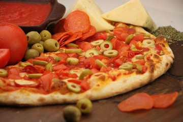 Pizza aceitunas verdes