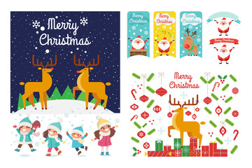 Christmas cards collection vector set. 