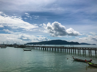 yacht cruise club pier on sunny day at Phuket, Thailand