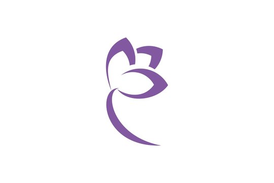 Flower simple purple logo design, Flower Icon vector, saffron flower