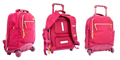 children's school trolley bag red color