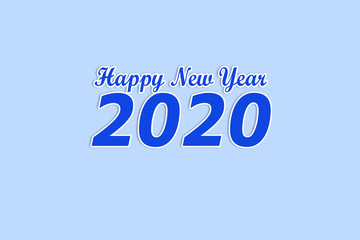 Text happy new year 2020. Blue letters 2020. Greeting card happy new year. 2020 illustration. Chinese Year of the Rat poster, banner, flyer template.