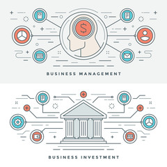 Flat line Investment and Business Management Concept Vector illustration.