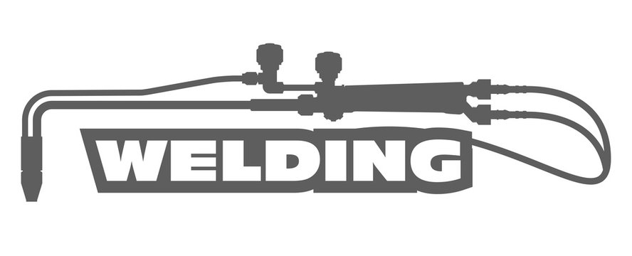 Welding emblem - oxy acetylene cutting torch, weld service logo