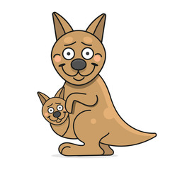 Cute Kangaroo Cartoon Suitable For Greeting Card, Poster