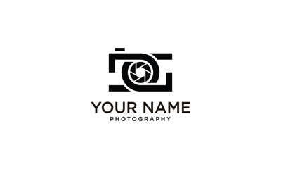 Combination logo from letter D and G form a camera logo design concept	