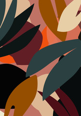 Naklejka premium Abstract design with nature-inspired and abstract shapes. Modern exotic illustration. Creative pattern with hand drawn shapes 