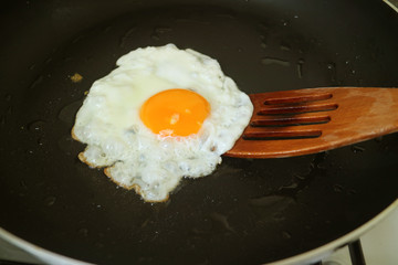 Sunny Side Up Egg in a Fry Pan Ready for Serving