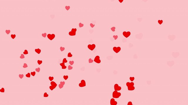 4k beautiful Valentine day and love background with moving heart shape in red color over pink background. Render in PRORES 4444. Romantic design for use as background or intro.