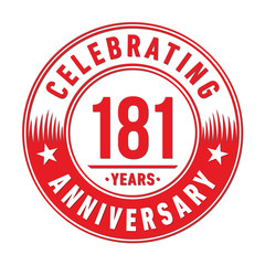 181 years anniversary celebration logo template. One hundred eighty one years vector and illustration.