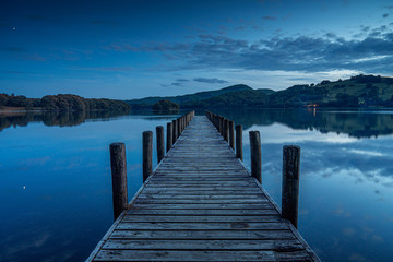Coniston Water pier at night