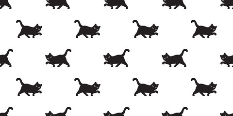 cat seamless pattern kitten vector Halloween walking scarf isolated repeat background tile wallpaper cartoon illustration doodle design