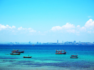 blue ocean in outdoor sun lighting on sandy beach