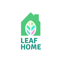 Leaf home logo vector. Ecology symbol. Combination of house shape and leaves. Modern house logo. Eco house logo.