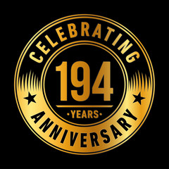 194 years anniversary celebration logo template. One hundred ninety four years vector and illustration.