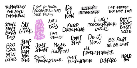 Procrastination job calligraphy quote lettering