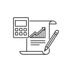 Concept of accounting, finance, saving and banking. Outline thin line flat illustration. Isolated on white background. 