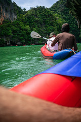 kayak boat near island in andaman sea in thailand