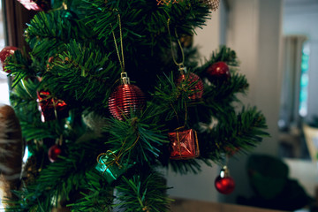 Christmas tree decoration with closeups