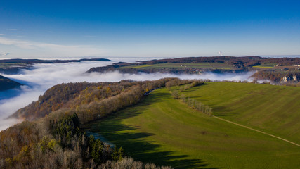 Herbst auf der Schwäbischen Alb - Luftaufnahme