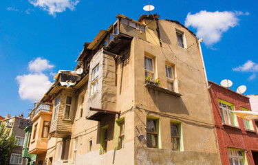Traditional houses in the Balat area of Istanbul, Turkey