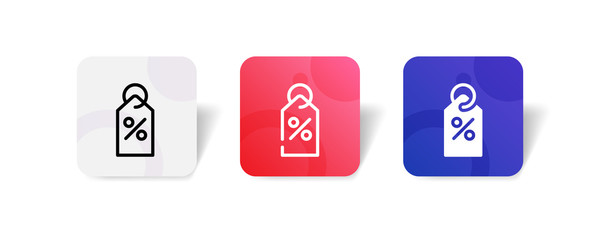 tag label with percentage sign icon in outline and solid style with colorful smooth gradient background, suitable for UI, app button, infographic, etc