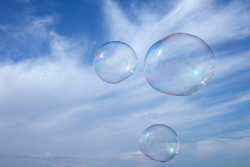 soap bubbles in the sky