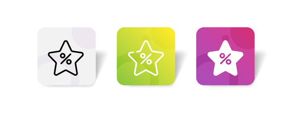star with percentage sign icon in outline and solid style with colorful smooth gradient background, suitable for UI, app button, infographic, etc